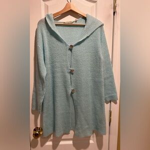 Soft Surroundings Lessie Button Duster Cardigan Sweater Hooded Size small EUC